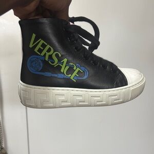 Versace Black High-Tops with Blue and Green Logo